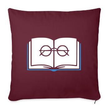 Book and Glasses Outline - Sofa pillowcase 17,3'' x 17,3'' (45 x 45 cm) - burgundy - Front