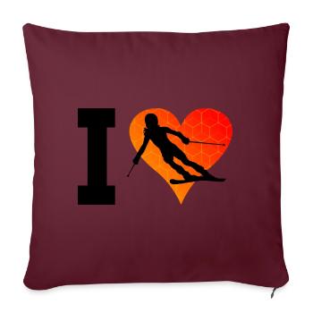 Sports d’hiver féminins Skieurs masculins Stunt Ski - Housse de coussin décorative 45 x 45 cm - bordeaux - Devant