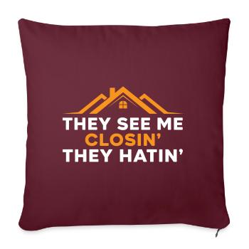 Vous voyez comment je ferme et déteste l’immobilierm - Housse de coussin décorative 45 x 45 cm - bordeaux - Devant