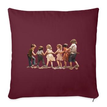 Le tir à la corde, un jeu d’enfant d’antan ? - Housse de coussin décorative 45 x 45 cm - bordeaux - Devant