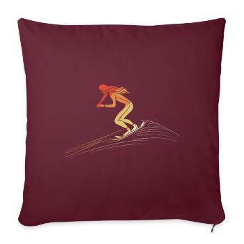 Snowboard rétro fille - Housse de coussin décorative 45 x 45 cm - bordeaux - Devant