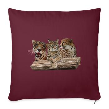Lynx, Jaguar et Guépard - Housse de coussin décorative 45 x 45 cm - bordeaux - Devant