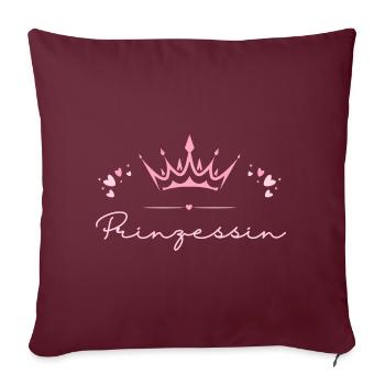 Prinzessin Krone Herzen - Sofakissenbezug 45 x 45 cm - Burgunderrot - Vorne