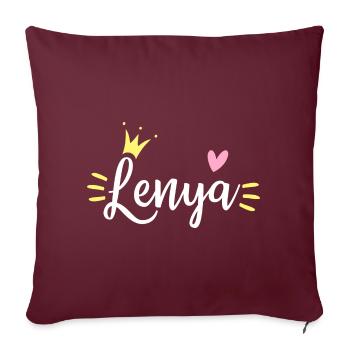 Couronne de nom Lenya - Housse de coussin décorative 45 x 45 cm - bordeaux - Devant