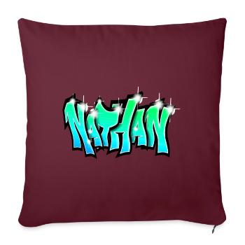 Graffiti Nathan Blue Green For Boy - Housse de coussin décorative 45 x 45 cm - bordeaux - Devant