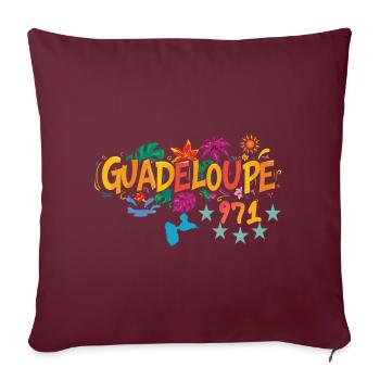 Carte de la Guadeloupe 971 - idee cadeau souvenir - Housse de coussin décorative 45 x 45 cm - bordeaux - Devant