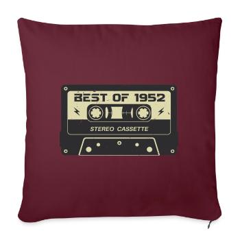 Cassette rétro 1952 vintage 1952 anniversaire 1952 - Housse de coussin décorative 45 x 45 cm - bordeaux - Devant