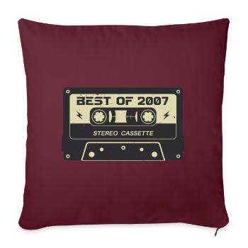 Cassette rétro 2007 millésime 2007 anniversaire 2007 - Housse de coussin décorative 45 x 45 cm - bordeaux - Devant