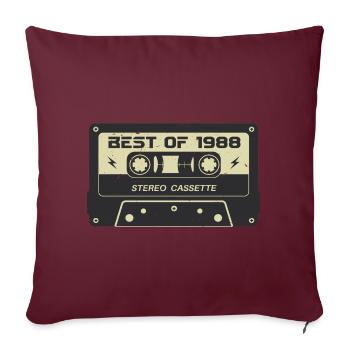Cassette rétro 1988 vintage 1988 anniversaire 1988 - Housse de coussin décorative 45 x 45 cm - bordeaux - Devant