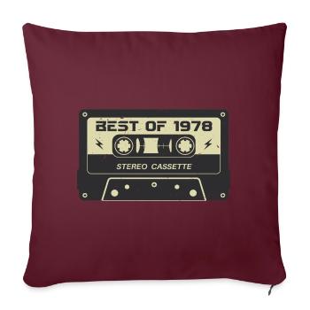 Cassette rétro 1978 vintage 1978 anniversaire 1978 - Housse de coussin décorative 45 x 45 cm - bordeaux - Devant