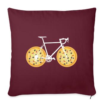 Pizza Fahrrad Pizzabike lustig - Sofakissenbezug 45 x 45 cm - Burgunderrot - Vorne