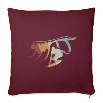 Surf Rétro Style Vintage - Housse de coussin décorative 45 x 45 cm - bordeaux - Devant