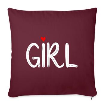 Fille Cœur Rouge - Housse de coussin décorative 45 x 45 cm - bordeaux - Devant