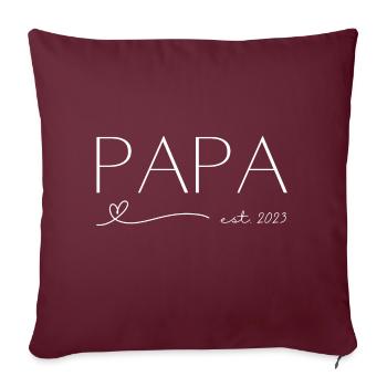 Papa est 2023 Ligne Coeur - Housse de coussin décorative 45 x 45 cm - bordeaux - Devant