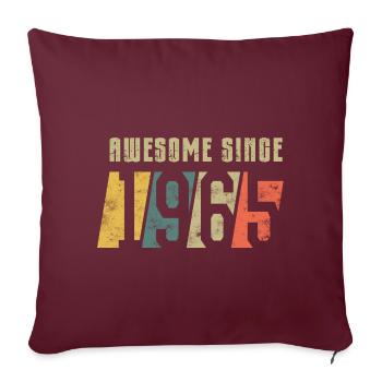 60e anniversaire Né en 1965 - Housse de coussin décorative 45 x 45 cm - bordeaux - Devant