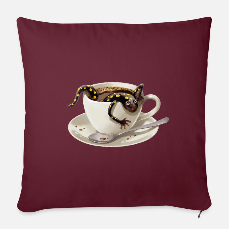 Salamandre du café 3 - Housse de coussin décorative 45 x 45 cm - bordeaux