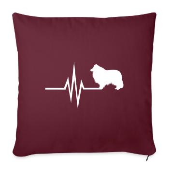 Mon coeur bat pour les chiens Collie Collie - Housse de coussin décorative 45 x 45 cm - bordeaux - Devant