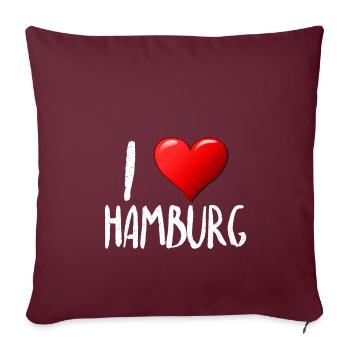 J'aime Hambourg - Housse de coussin décorative 45 x 45 cm - bordeaux - Devant
