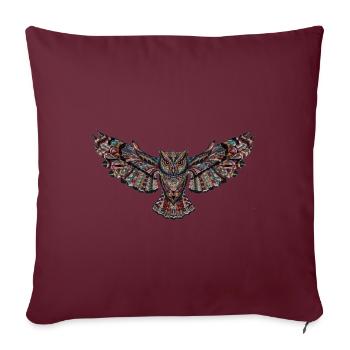 hibou - Housse de coussin décorative 45 x 45 cm - bordeaux - Devant