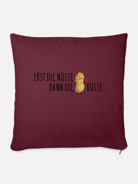 Erdnuss Liebe - Sofakissenbezug 45 x 45 cm - Burgunderrot