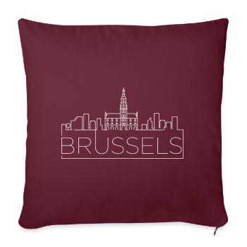 Silhouette de la ligne d’horizon de la ville de Bruxelles en Belgique Bruxelles - Housse de coussin décorative 45 x 45 cm - bordeaux - Devant