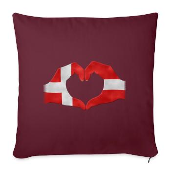 Hand-Herz Dänemark Flagge 010 AllroundDesigns - Sofakissenbezug 45 x 45 cm - Burgunderrot - Vorne