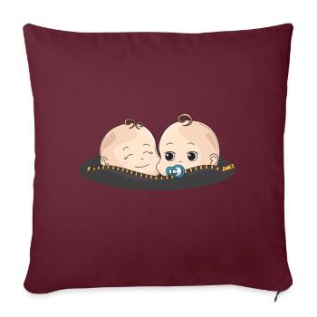 Jumeaux bébé sucettes cadeau ventre de bébé - Housse de coussin décorative 45 x 45 cm - bordeaux - Devant