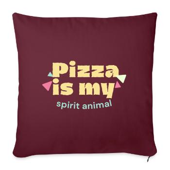 La pizza est mon animal drôle en disant Fan de pizza - Housse de coussin décorative 45 x 45 cm - bordeaux - Devant