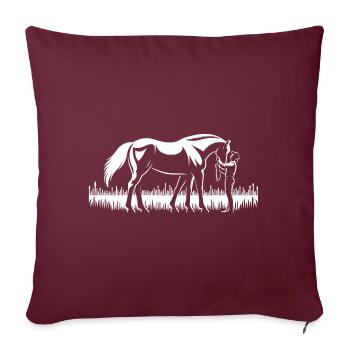Connected Souls - Un cheval et son cavalier - Housse de coussin décorative 45 x 45 cm - bordeaux - Devant