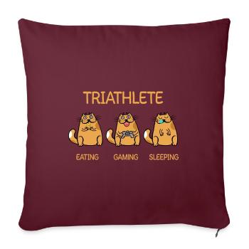 Triathlete - Manger Gaming Sleeping - Chat - Housse de coussin décorative 45 x 45 cm - bordeaux - Devant
