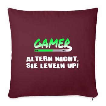 GAMER alter nicht sie leveln up - Sofakissenbezug 45 x 45 cm - Burgunderrot - Vorne