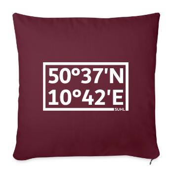 Suhl Koordinaten - Sofakissenbezug 45 x 45 cm - Burgunderrot - Vorne