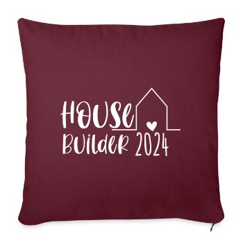 Housebuilder 2024 – Bauherren Baubeginn Haus - Sofakissenbezug 45 x 45 cm - Burgunderrot - Vorne