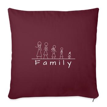 Famille de figurines en bâton - Housse de coussin décorative 45 x 45 cm - bordeaux - Devant