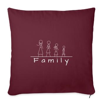 Famille de figurines en bâton - Housse de coussin décorative 45 x 45 cm - bordeaux - Devant