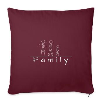 Famille de figurines en bâton - Housse de coussin décorative 45 x 45 cm - bordeaux - Devant
