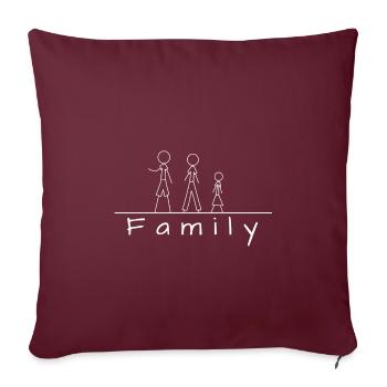 Famille de figurines en bâton - Housse de coussin décorative 45 x 45 cm - bordeaux - Devant