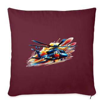 Hélicoptère - Color Splash - Housse de coussin décorative 45 x 45 cm - bordeaux - Devant