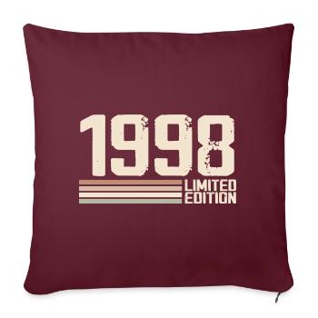 1998 Millésime 1998 Anniversaire 1998 Rétro 1998 - Housse de coussin décorative 45 x 45 cm - bordeaux - Devant