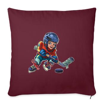 Petit joueur de hockey - Housse de coussin décorative 45 x 45 cm - bordeaux - Devant