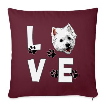 Ich liebe Westie West Highland White Terrier Hund - Sofakissenbezug 45 x 45 cm - Burgunderrot - Vorne