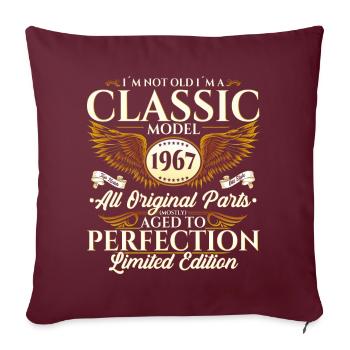 Vintage 1967 Anniversaire Vintage Cadeau Hommes - Housse de coussin décorative 45 x 45 cm - bordeaux - Devant
