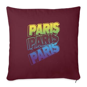 Paris France City Font Skyline Accueil - Housse de coussin décorative 45 x 45 cm - bordeaux - Devant