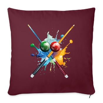 Billard Pool Snooker Queue Kugeln Splash Bunt - Sofakissenbezug 45 x 45 cm - Burgunderrot - Vorne