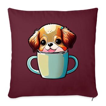 Happiness with a dog: man's best friend - Sofa pillowcase 17,3'' x 17,3'' (45 x 45 cm) - burgundy - Front