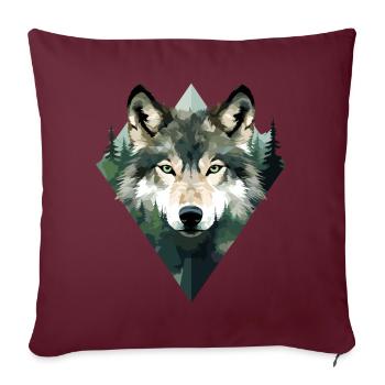 Wolf Wald Berge Wölfe Natur Tiere - Sofakissenbezug 45 x 45 cm - Burgunderrot - Vorne