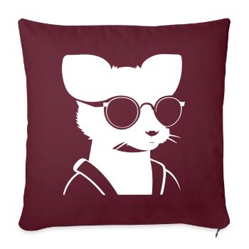 Frettchen mit Sonnenbrille Coole Frettchen - Sofakissenbezug 45 x 45 cm - Burgunderrot - Vorne