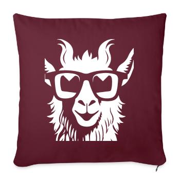 Lustiges Lama mit Sonnenbrille Coole Lamas - Sofakissenbezug 45 x 45 cm - Burgunderrot - Vorne