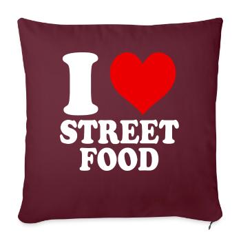 J’aime la cuisine de rue coeur drôle spirituel - Housse de coussin décorative 45 x 45 cm - bordeaux - Devant