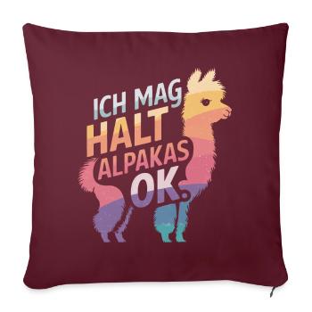 Alpaga lama alpaga animal - Housse de coussin décorative 45 x 45 cm - bordeaux - Devant
